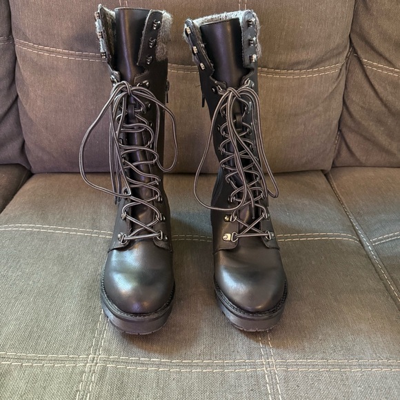 MIA Jenson Mid-Calf Lace-Up Black Combat Boots - Picture 2 of 8